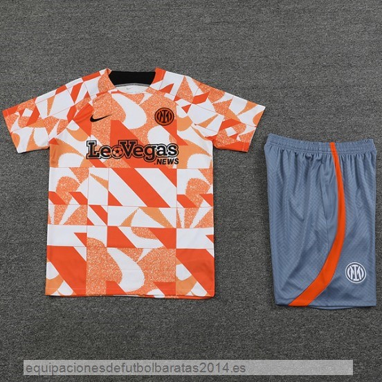 Nuevo Entrenamiento Conjunto Completo Inter Milan 23/24 Naranja Blanco Gris Baratas
